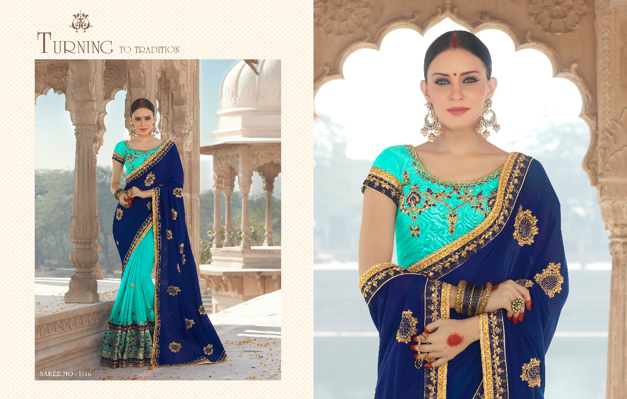Pushpak By Kianaa Fashion 1009 To 1016 Series Beautiful Indian Traditional Wear Collection Colorful Stylish Fancy Party Wear & Occasional Wear Georgette Silk Sarees At Wholesale Price