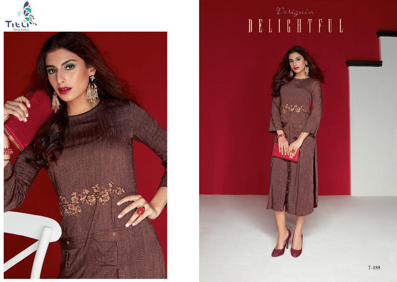 Qalb By Titli 189 To 195 Series Beautiful Colorful Stylish Fancy Party Wear & Ethnic Wear & Ready To Wear Hand Loom Viscose Kurtis At Wholesale Price