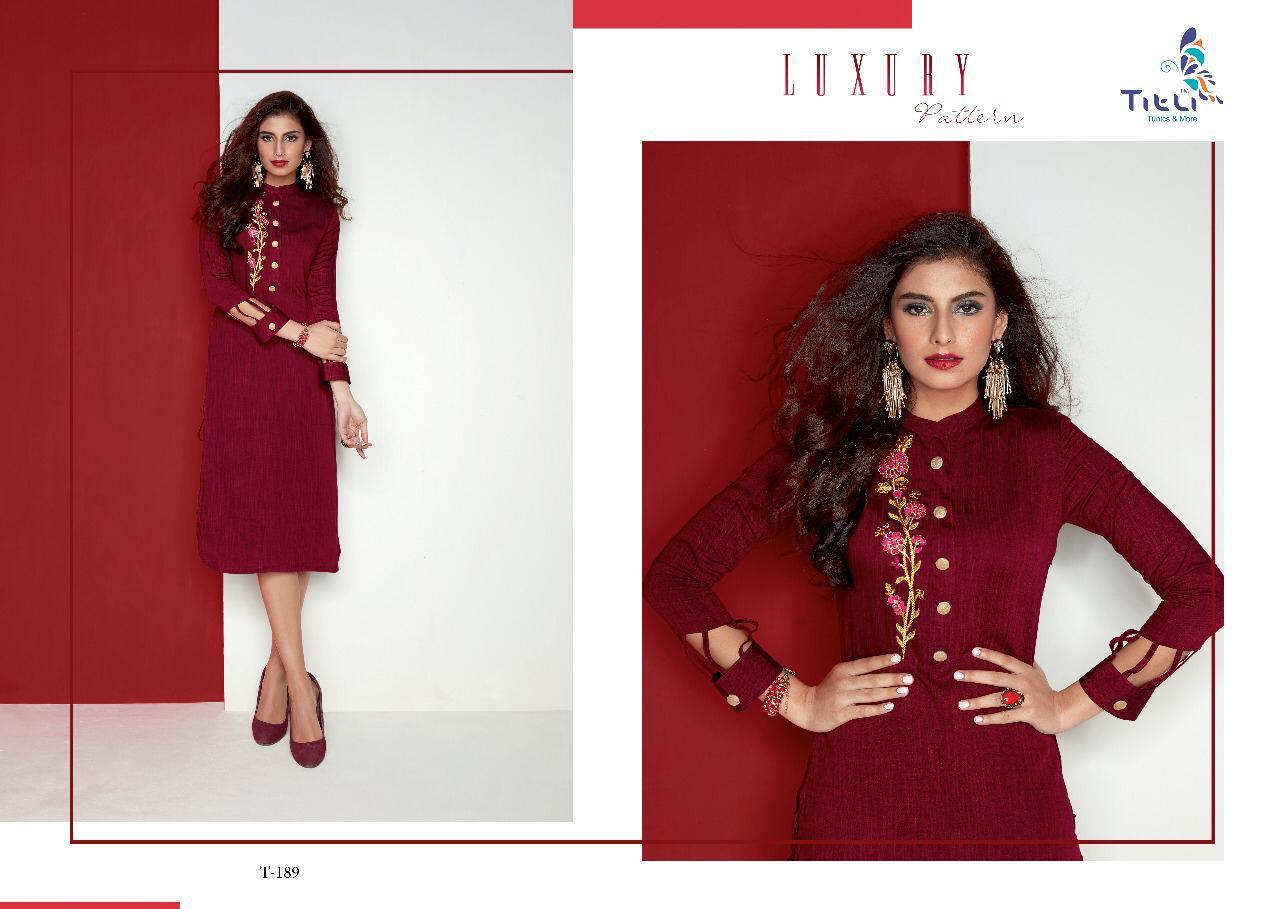 Qalb By Titli 189 To 195 Series Beautiful Colorful Stylish Fancy Party Wear & Ethnic Wear & Ready To Wear Hand Loom Viscose Kurtis At Wholesale Price