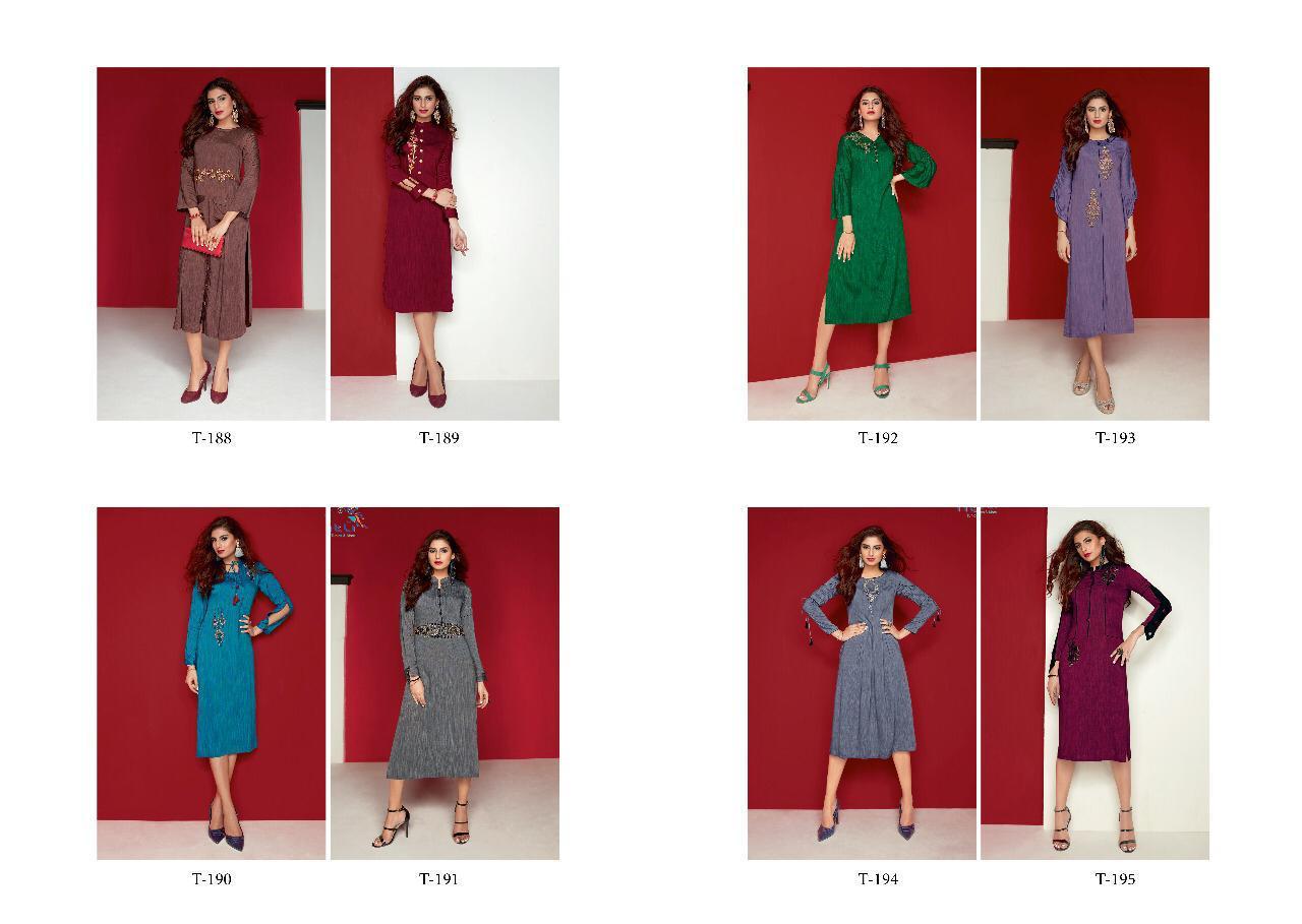 Qalb By Titli 189 To 195 Series Beautiful Colorful Stylish Fancy Party Wear & Ethnic Wear & Ready To Wear Hand Loom Viscose Kurtis At Wholesale Price