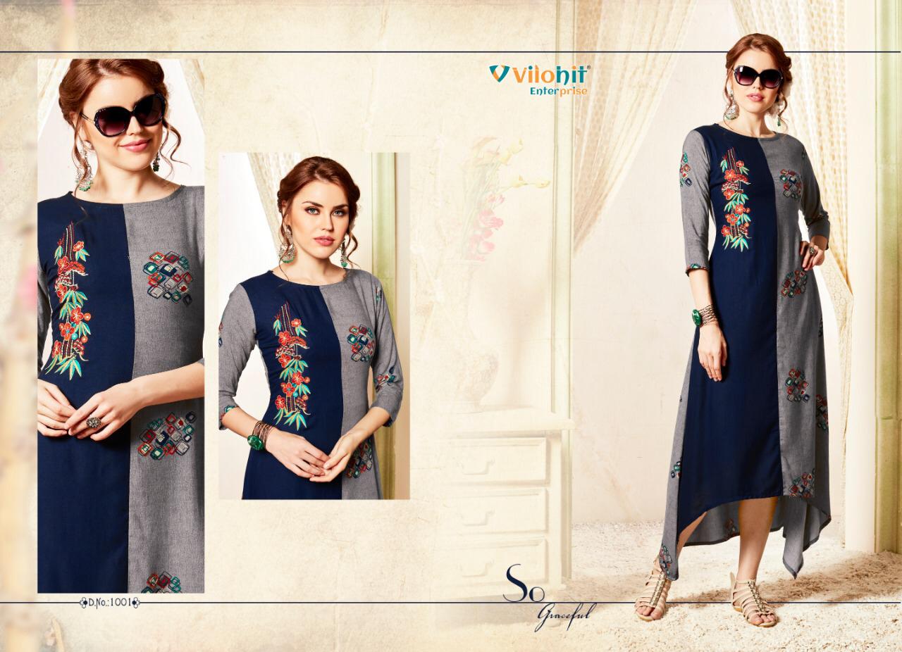 Queen Vol-1 By Vilohit Enterprise 1001 To 1007 Series Indian Traditional Wear Collection Beautiful Stylish Fancy Colorful Party Wear & Occasional Wear Heavy Rayon Printed Kurtis At Wholesale Price