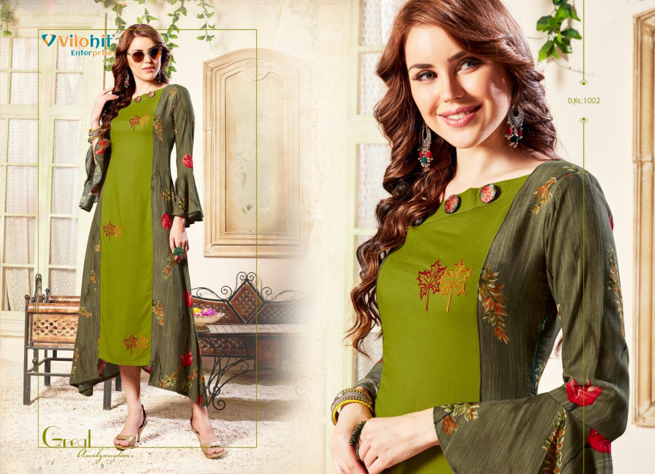Queen Vol-1 By Vilohit Enterprise 1001 To 1007 Series Indian Traditional Wear Collection Beautiful Stylish Fancy Colorful Party Wear & Occasional Wear Heavy Rayon Printed Kurtis At Wholesale Price