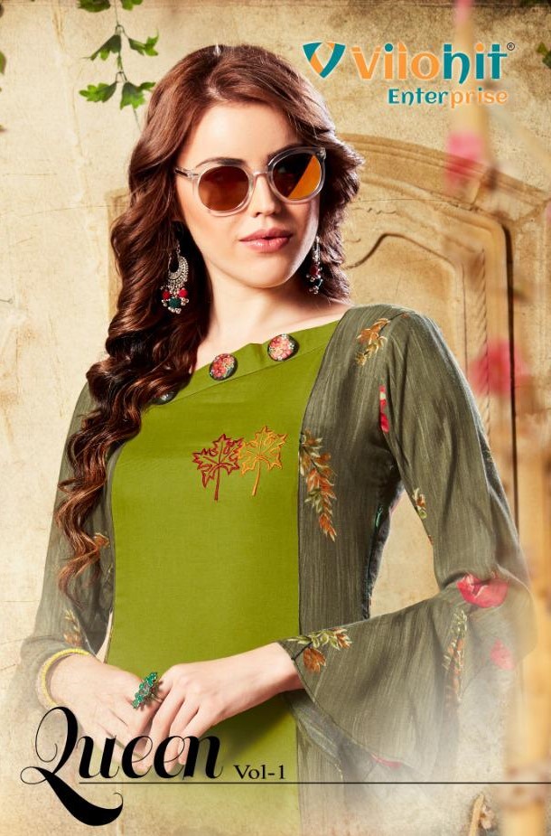 Queen Vol-1 By Vilohit Enterprise 1001 To 1007 Series Indian Traditional Wear Collection Beautiful Stylish Fancy Colorful Party Wear & Occasional Wear Heavy Rayon Printed Kurtis At Wholesale Price