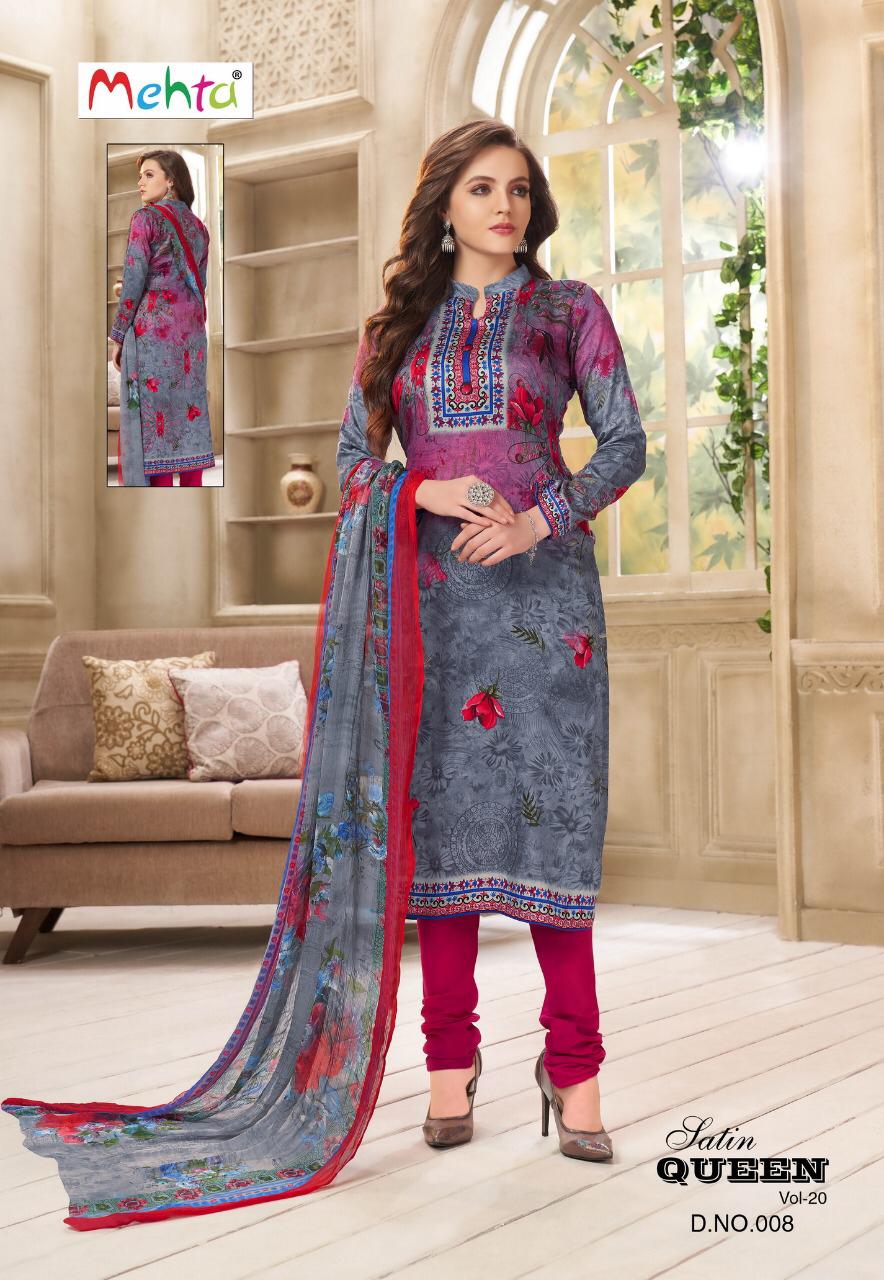 Queen Vol-20 By Mehta 001 To 010 Series Beautiful Suits Stylish Fancy Colorful Party Wear & Ethnic Wear Cotton Printed Dresses At Wholesale Price