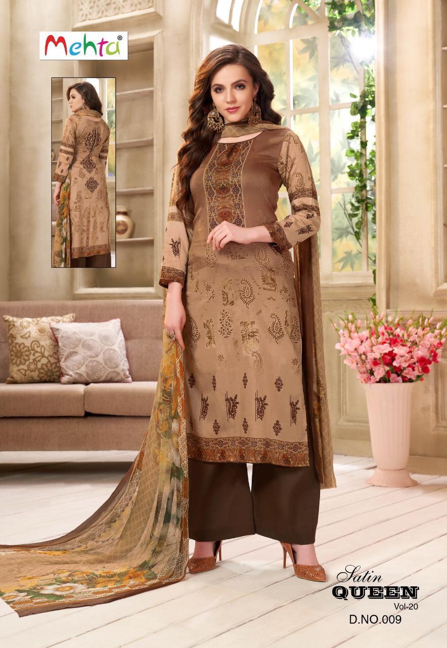 Queen Vol-20 By Mehta 001 To 010 Series Beautiful Suits Stylish Fancy Colorful Party Wear & Ethnic Wear Cotton Printed Dresses At Wholesale Price