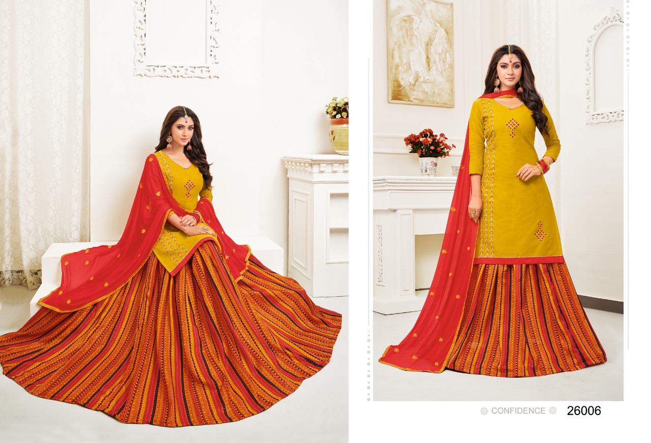 Queen Vol-4 By Kapil Tex 26001 To 26012 Series Designer Sharara Suits Beautiful Stylish Fancy Colorful Party Wear & Ethnic Wear Cotton Slub Work Dresses At Wholesale Price