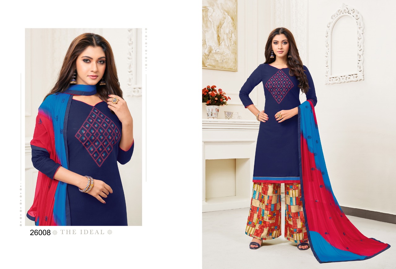 Queen Vol-4 By Kapil Tex 26001 To 26012 Series Designer Sharara Suits Beautiful Stylish Fancy Colorful Party Wear & Ethnic Wear Cotton Slub Work Dresses At Wholesale Price
