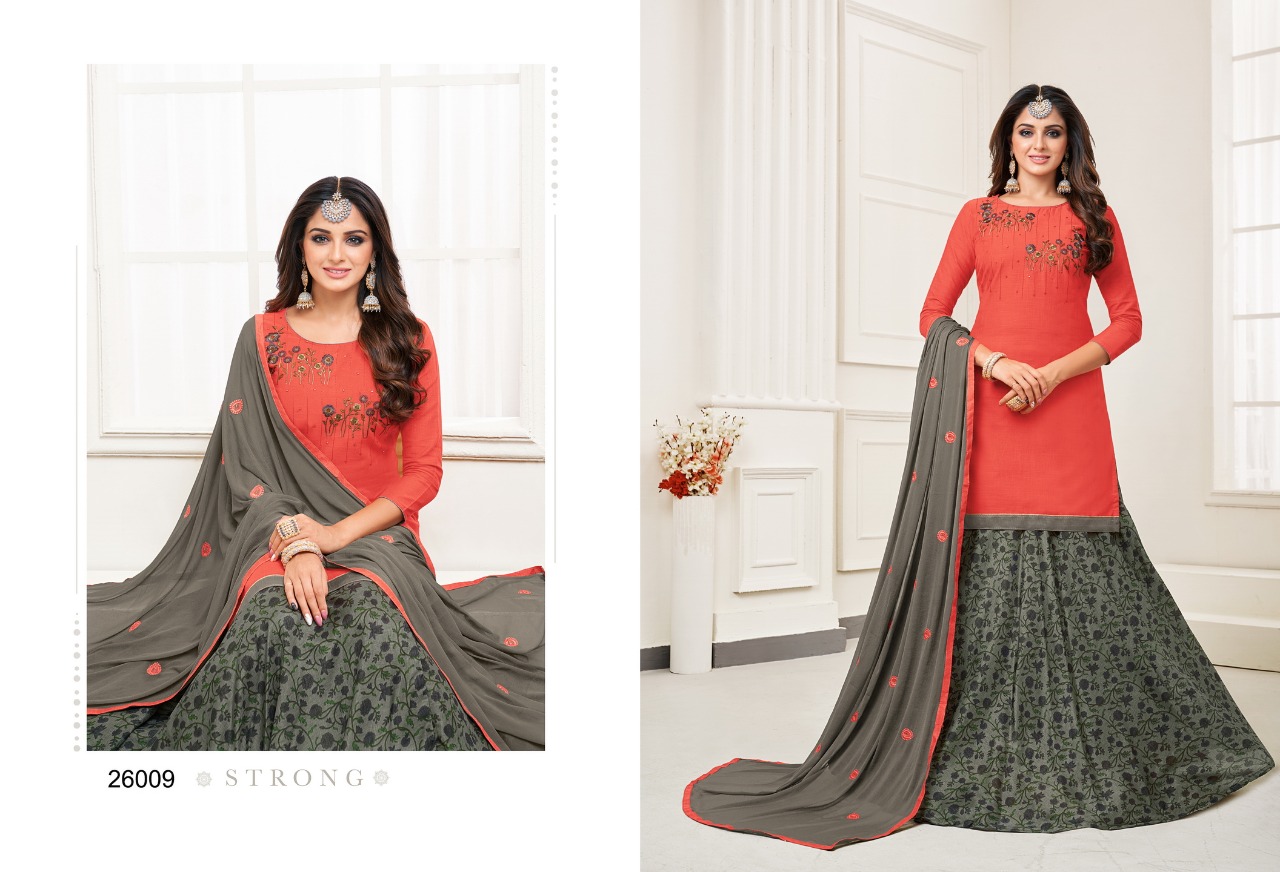 Queen Vol-4 By Kapil Tex 26001 To 26012 Series Designer Sharara Suits Beautiful Stylish Fancy Colorful Party Wear & Ethnic Wear Cotton Slub Work Dresses At Wholesale Price