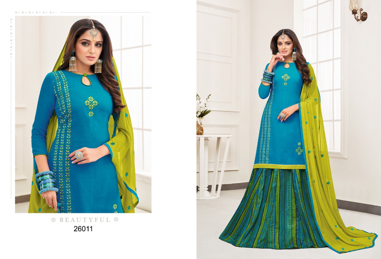 Queen Vol-4 By Kapil Tex 26001 To 26012 Series Designer Sharara Suits Beautiful Stylish Fancy Colorful Party Wear & Ethnic Wear Cotton Slub Work Dresses At Wholesale Price