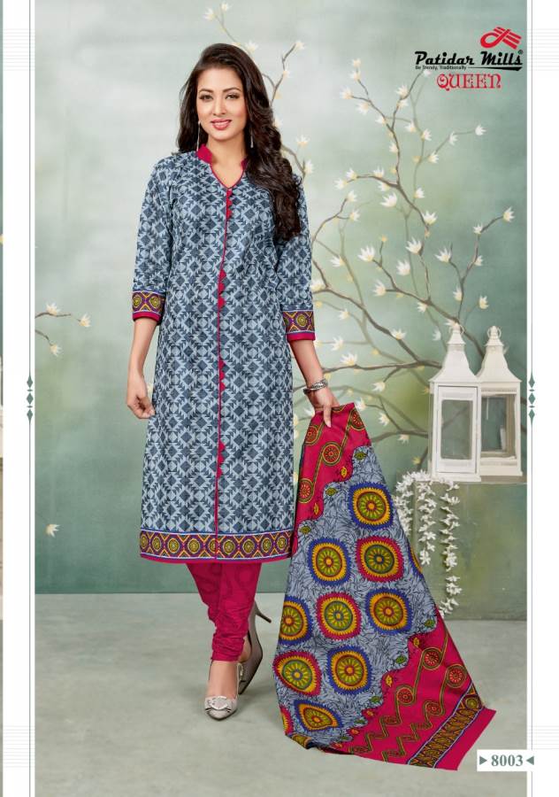 Queen Vol-8 By Patidar Mills 8001 To 8012 Series Indian Traditional Wear Collection Beautiful Stylish Fancy Colorful Party Wear & Occasional Wear Cotton Printed Dress At Wholesale Price