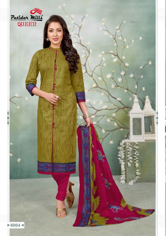 Queen Vol-8 By Patidar Mills 8001 To 8012 Series Indian Traditional Wear Collection Beautiful Stylish Fancy Colorful Party Wear & Occasional Wear Cotton Printed Dress At Wholesale Price