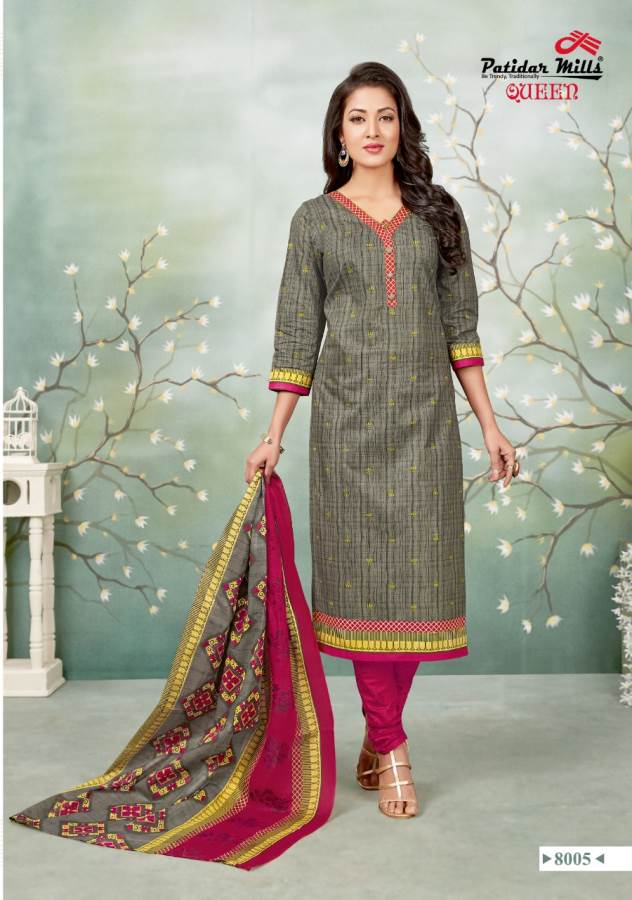 Queen Vol-8 By Patidar Mills 8001 To 8012 Series Indian Traditional Wear Collection Beautiful Stylish Fancy Colorful Party Wear & Occasional Wear Cotton Printed Dress At Wholesale Price