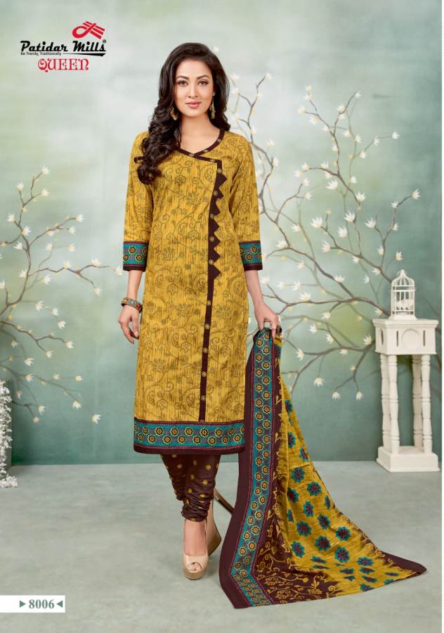 Queen Vol-8 By Patidar Mills 8001 To 8012 Series Indian Traditional Wear Collection Beautiful Stylish Fancy Colorful Party Wear & Occasional Wear Cotton Printed Dress At Wholesale Price