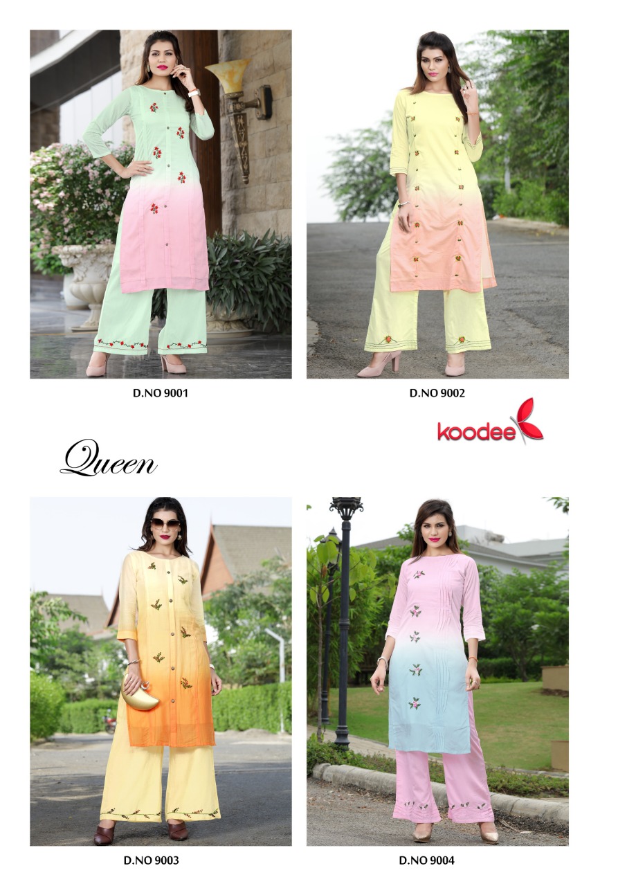 Queen By Koodee 9001 To 9004 Series Beautiful Colorful Stylish Fancy Casual Wear & Ethnic Wear & Ready To Wear Heavy Shaded Heavy Mal Cotton With Full Inner Kurtis At Wholesale Price