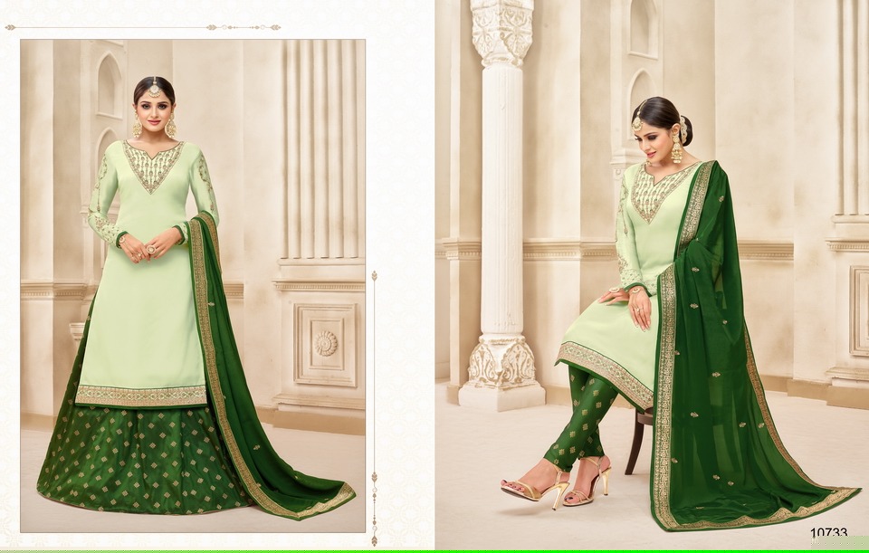 Zisa Queen By Meera Trendz 10731 To 10734 Series Beautiful Suits Stylish Fancy Colorful Casual Wear & Ethnic Wear Collection Satin Georgette Embroidered Dresses At Wholesale Price