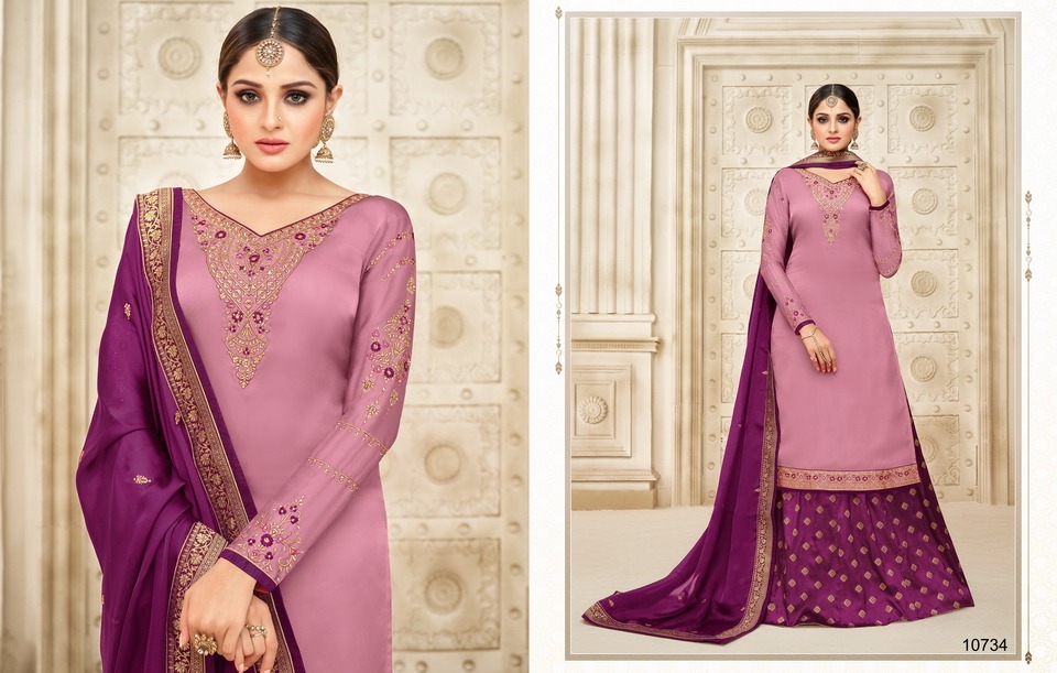Zisa Queen By Meera Trendz 10731 To 10734 Series Beautiful Suits Stylish Fancy Colorful Casual Wear & Ethnic Wear Collection Satin Georgette Embroidered Dresses At Wholesale Price