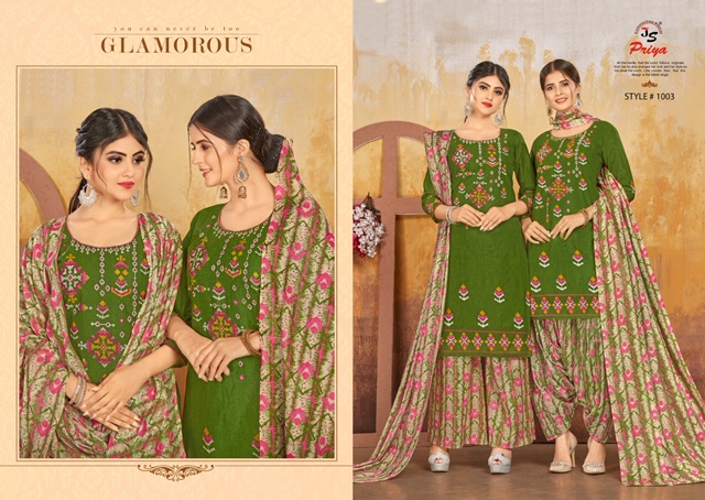 Queen Of Patiyala By Js Priya 1001 To 1010 Series Beautiful Suits Stylish Fancy Colorful Party Wear & Ethnic Wear Cotton Printed Dresses At Wholesale Price