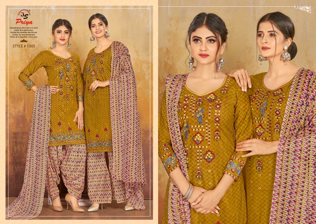 Queen Of Patiyala By Js Priya 1001 To 1010 Series Beautiful Suits Stylish Fancy Colorful Party Wear & Ethnic Wear Cotton Printed Dresses At Wholesale Price
