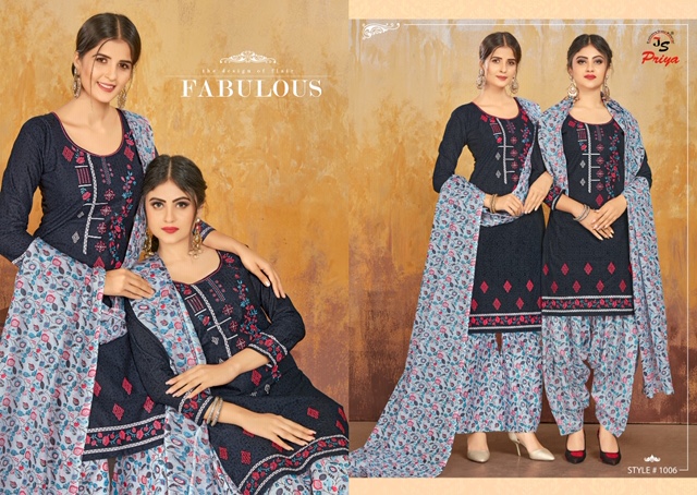 Queen Of Patiyala By Js Priya 1001 To 1010 Series Beautiful Suits Stylish Fancy Colorful Party Wear & Ethnic Wear Cotton Printed Dresses At Wholesale Price