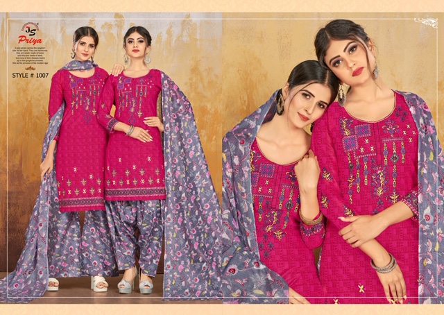 Queen Of Patiyala By Js Priya 1001 To 1010 Series Beautiful Suits Stylish Fancy Colorful Party Wear & Ethnic Wear Cotton Printed Dresses At Wholesale Price