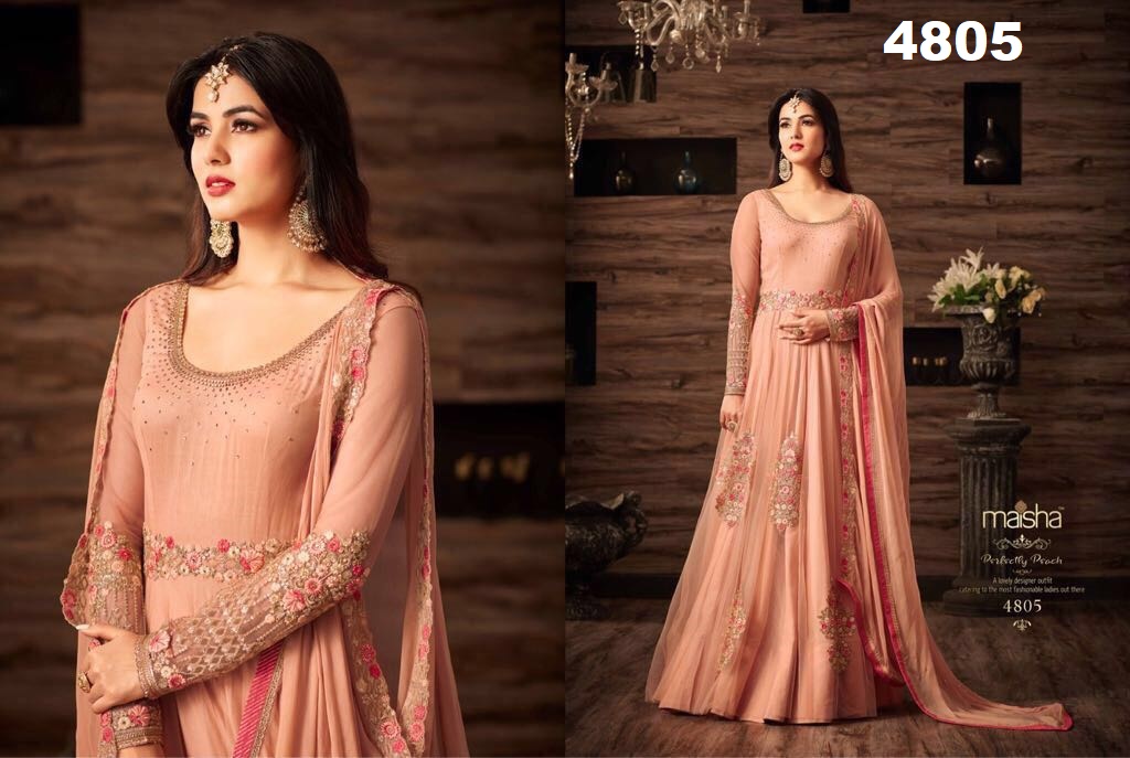 Quinn Hit Colours By Maisha Indian Designer Beautiful Colorful Festive Collection Occasional Wear Net & Georgette Embroidered Dresses At Wholesale Price