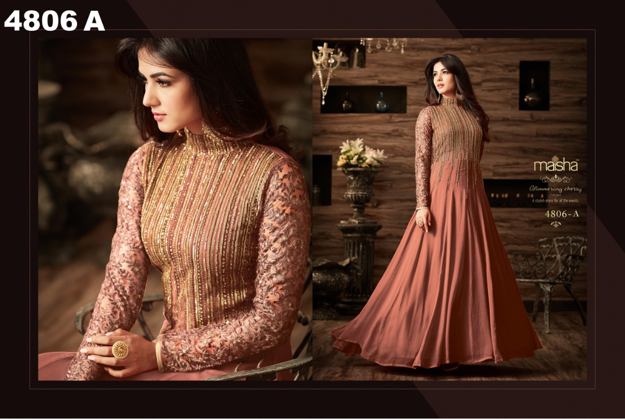Quinn Hit Colours By Maisha Indian Designer Beautiful Colorful Festive Collection Occasional Wear Net & Georgette Embroidered Dresses At Wholesale Price