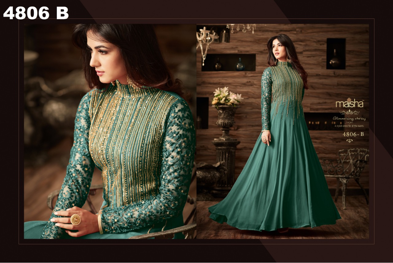 Quinn Hit Colours By Maisha Indian Designer Beautiful Colorful Festive Collection Occasional Wear Net & Georgette Embroidered Dresses At Wholesale Price