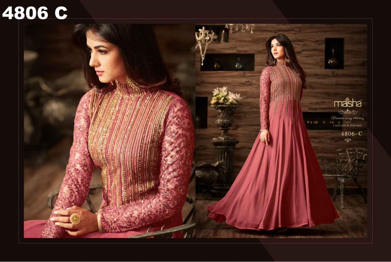 Quinn Hit Colours By Maisha Indian Designer Beautiful Colorful Festive Collection Occasional Wear Net & Georgette Embroidered Dresses At Wholesale Price