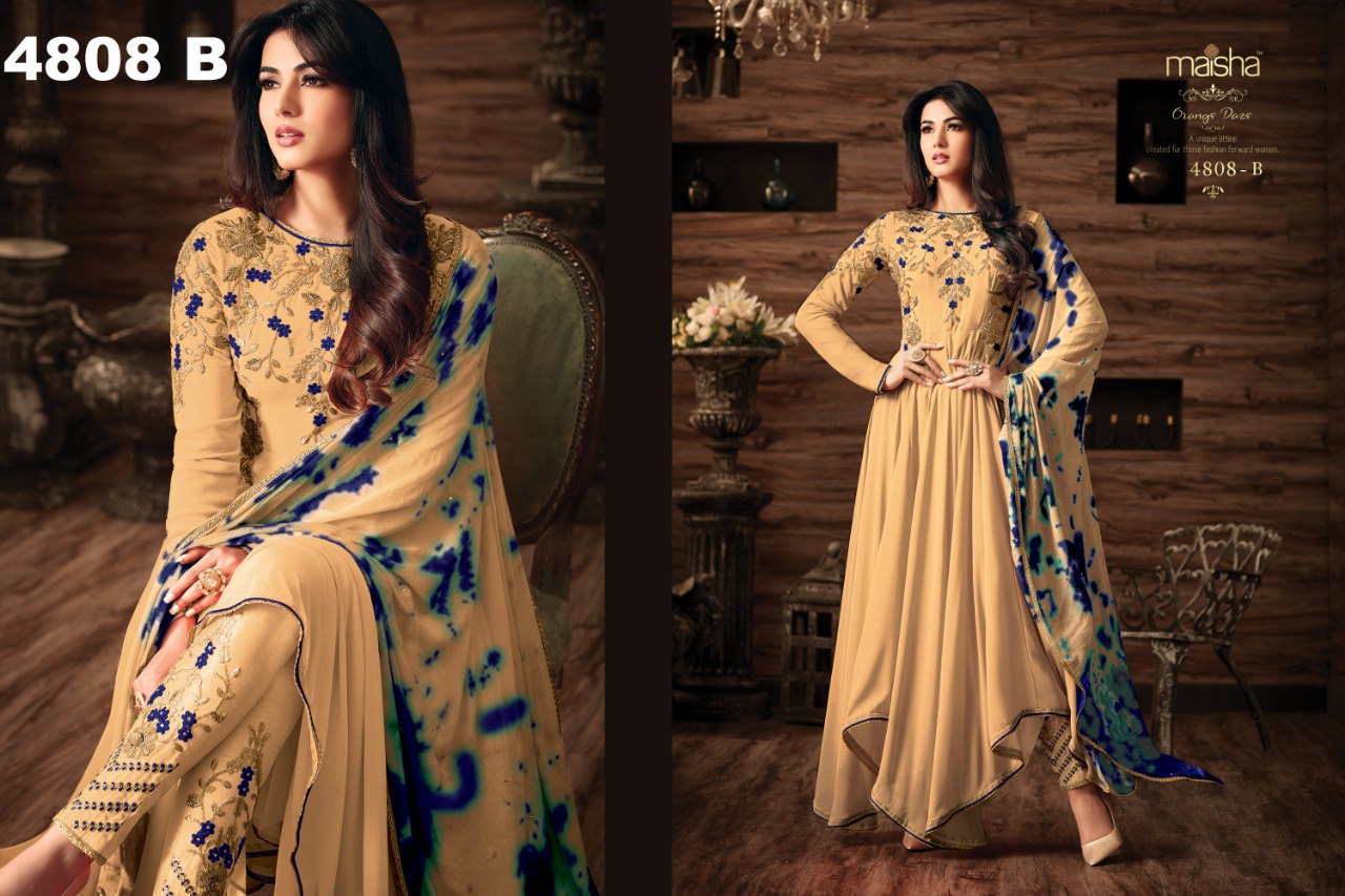 Quinn Hit Colours By Maisha Indian Designer Beautiful Colorful Festive Collection Occasional Wear Net & Georgette Embroidered Dresses At Wholesale Price