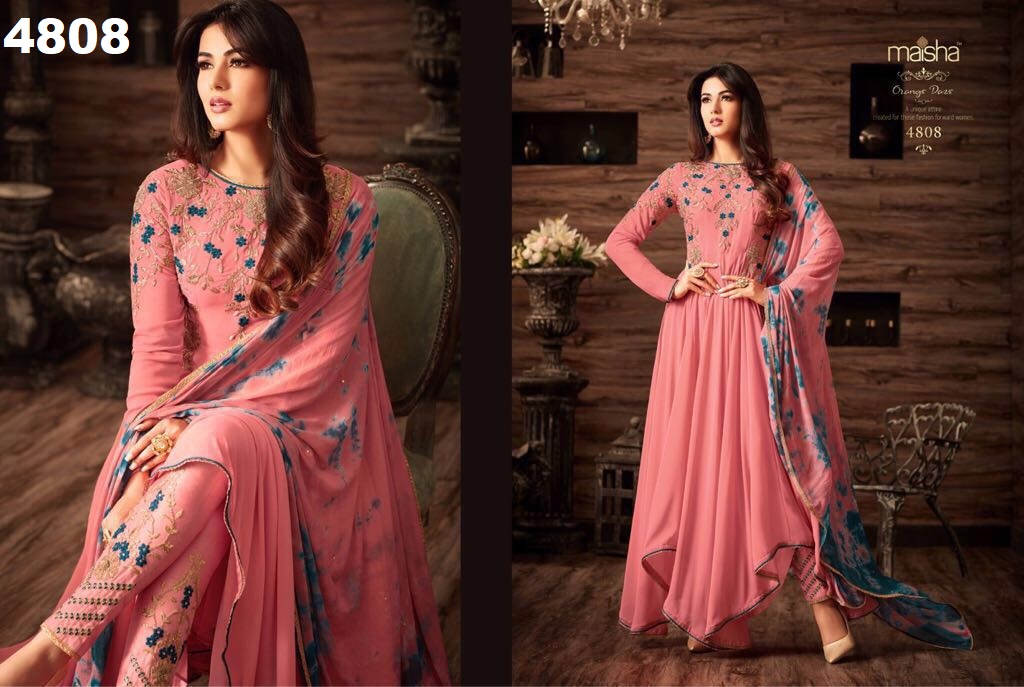 Quinn Hit Colours By Maisha Indian Designer Beautiful Colorful Festive Collection Occasional Wear Net & Georgette Embroidered Dresses At Wholesale Price