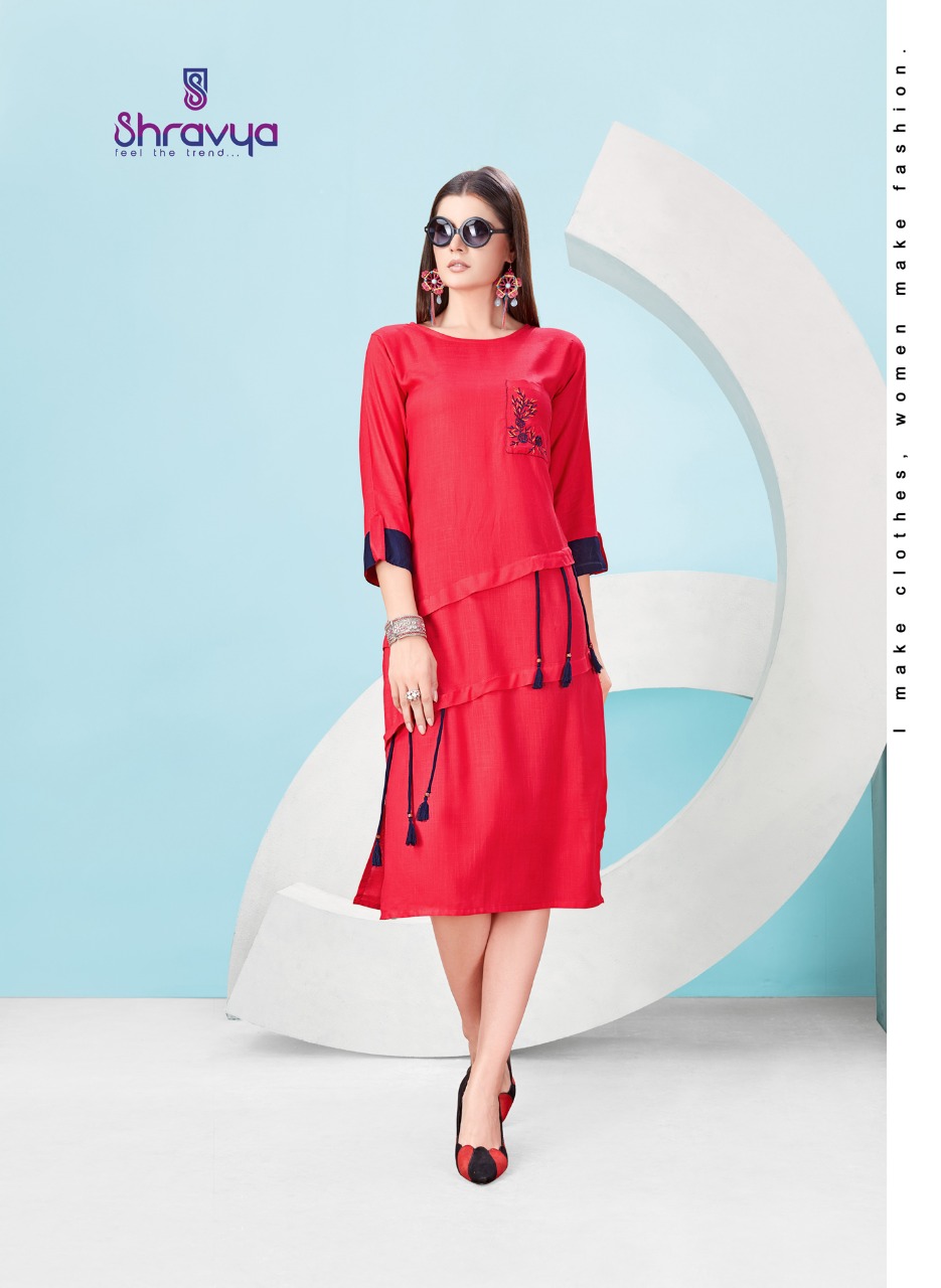 Raag By Shravya Fashion 1001 To 1008 Series Beautiful Stylish Colorful Fancy Party Wear & Ethnic Wear & Ready To Wear Rayon Slub Embroidered Kurtis At Wholesale Price