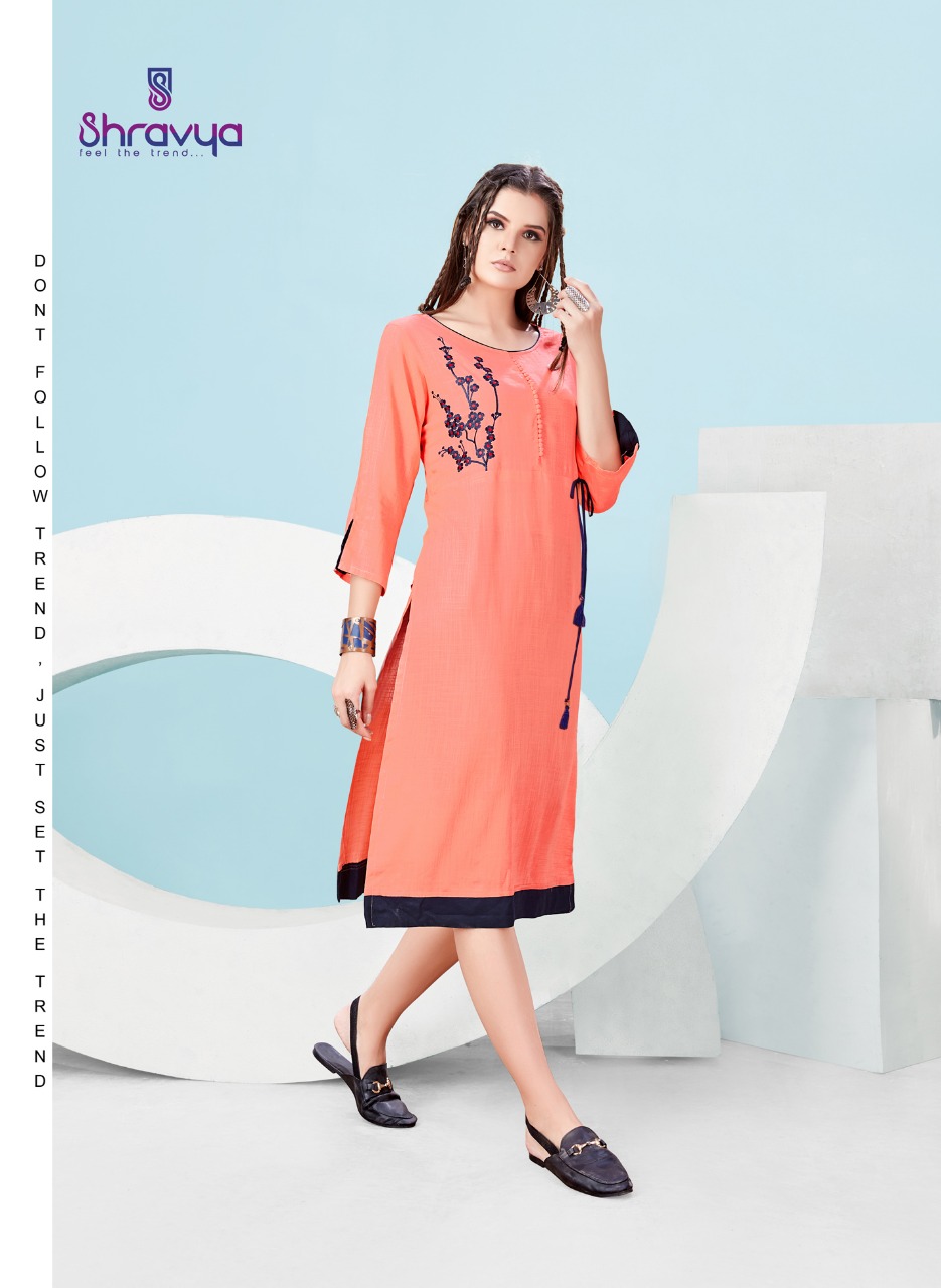 Raag By Shravya Fashion 1001 To 1008 Series Beautiful Stylish Colorful Fancy Party Wear & Ethnic Wear & Ready To Wear Rayon Slub Embroidered Kurtis At Wholesale Price