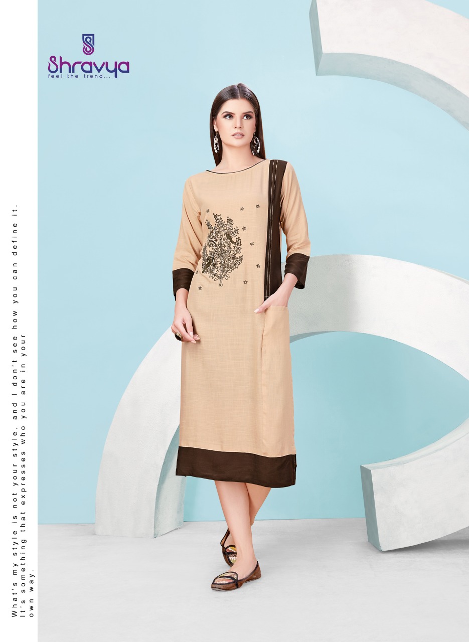 Raag By Shravya Fashion 1001 To 1008 Series Beautiful Stylish Colorful Fancy Party Wear & Ethnic Wear & Ready To Wear Rayon Slub Embroidered Kurtis At Wholesale Price