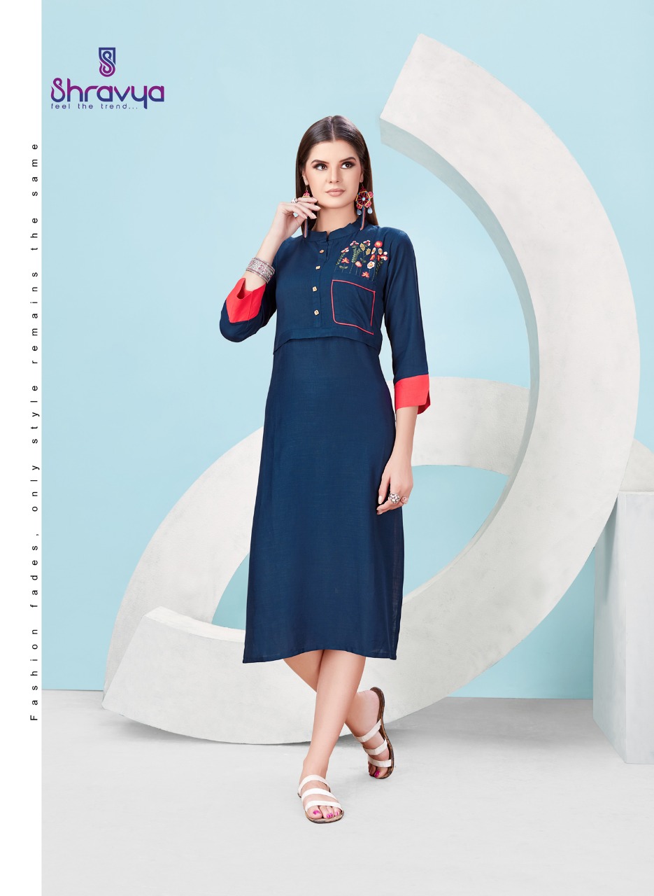 Raag By Shravya Fashion 1001 To 1008 Series Beautiful Stylish Colorful Fancy Party Wear & Ethnic Wear & Ready To Wear Rayon Slub Embroidered Kurtis At Wholesale Price