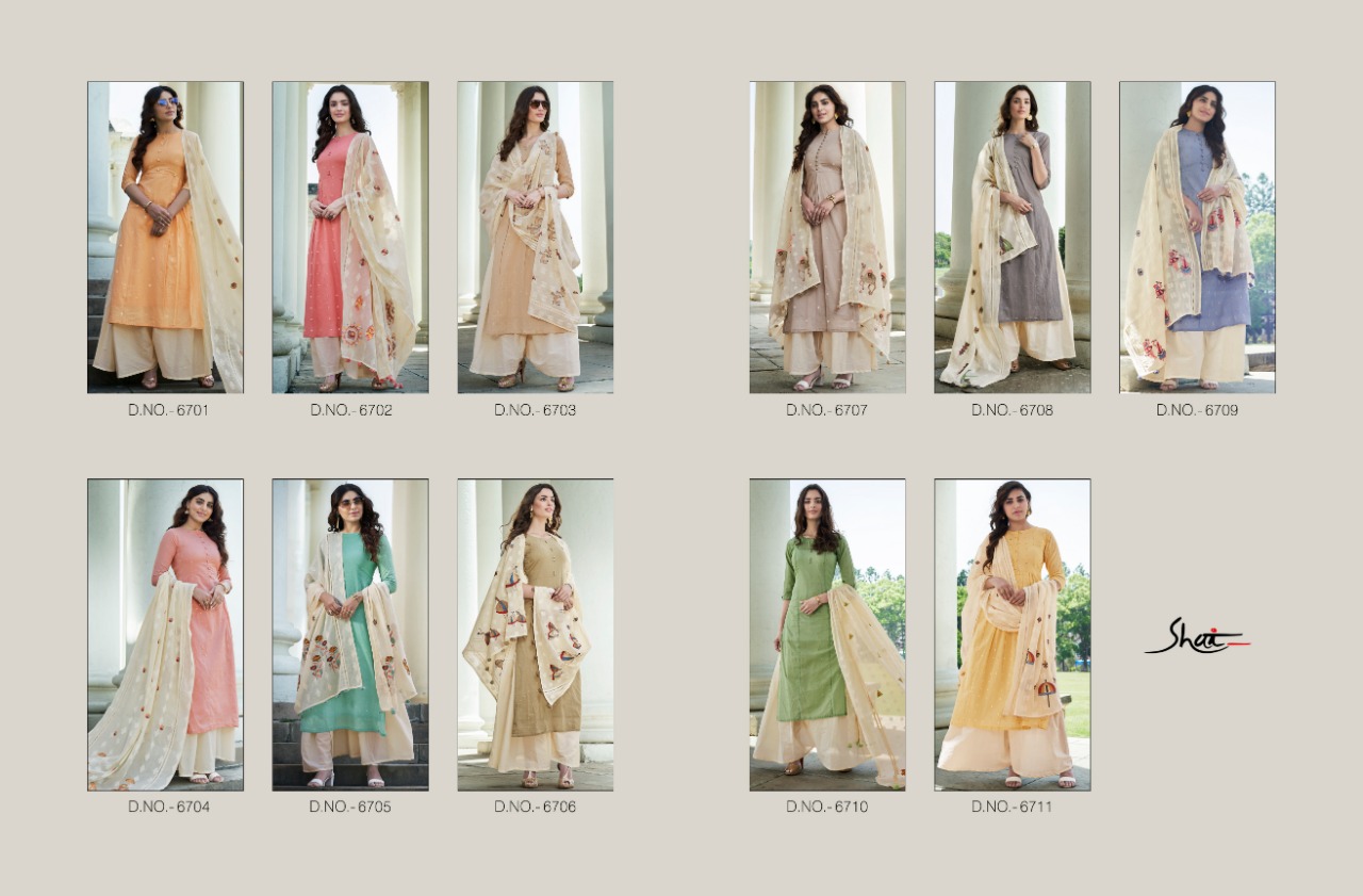 Raaga Vol-2 By Shai 6701 To 6711 Series Beautiful Suits Collection Colorful Stylish Fancy Casual Wear & Ethnic Wear Pure Cotton Embroidered Dresses At Wholesale Price