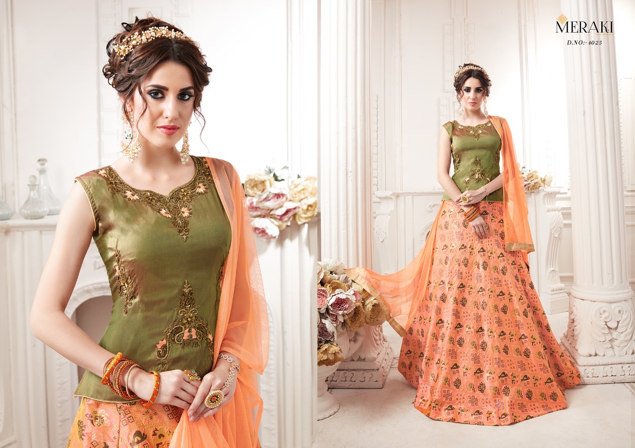 Raaga By Meraki 4022 To 4030 Series Designer Wedding Collection Beautiful Stylish Fancy Colorful Party Wear & Occasional Wear Heavy Silk Jacquard Lehengas At Wholesale Price