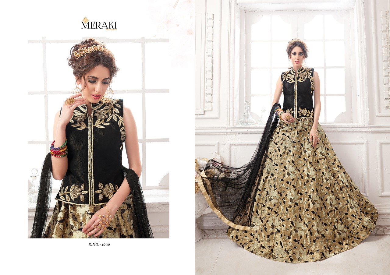 Raaga By Meraki 4022 To 4030 Series Designer Wedding Collection Beautiful Stylish Fancy Colorful Party Wear & Occasional Wear Heavy Silk Jacquard Lehengas At Wholesale Price