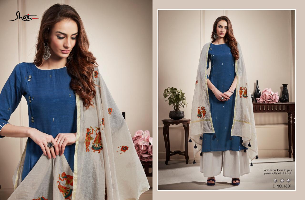 Raaga By Shai 1801 To 1809 Series Beautiful Suits Collection Colorful Stylish Fancy Casual Wear & Ethnic Wear Pure Bemberg Slub Embroidered Dresses At Wholesale Price