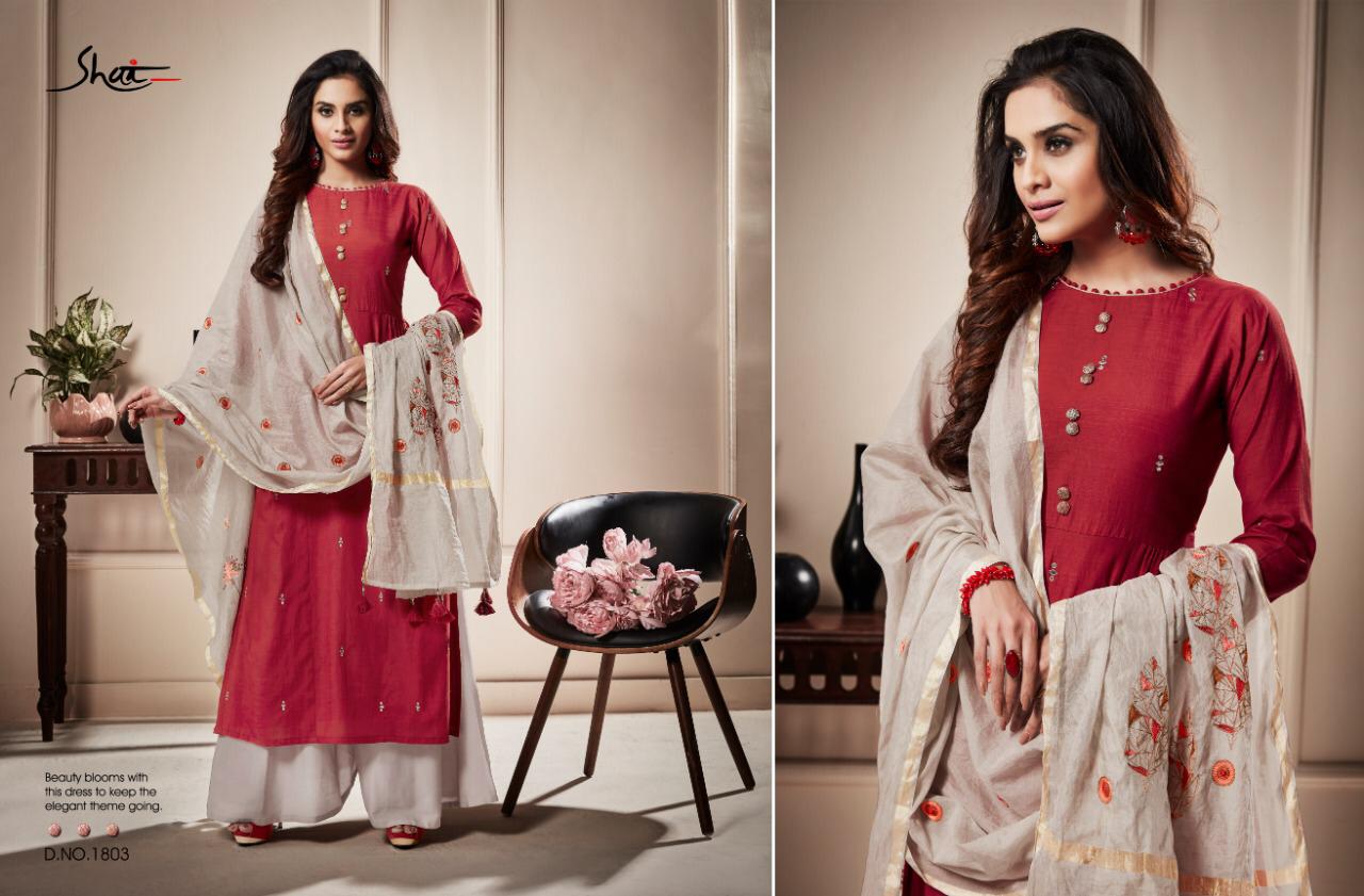 Raaga By Shai 1801 To 1809 Series Beautiful Suits Collection Colorful Stylish Fancy Casual Wear & Ethnic Wear Pure Bemberg Slub Embroidered Dresses At Wholesale Price