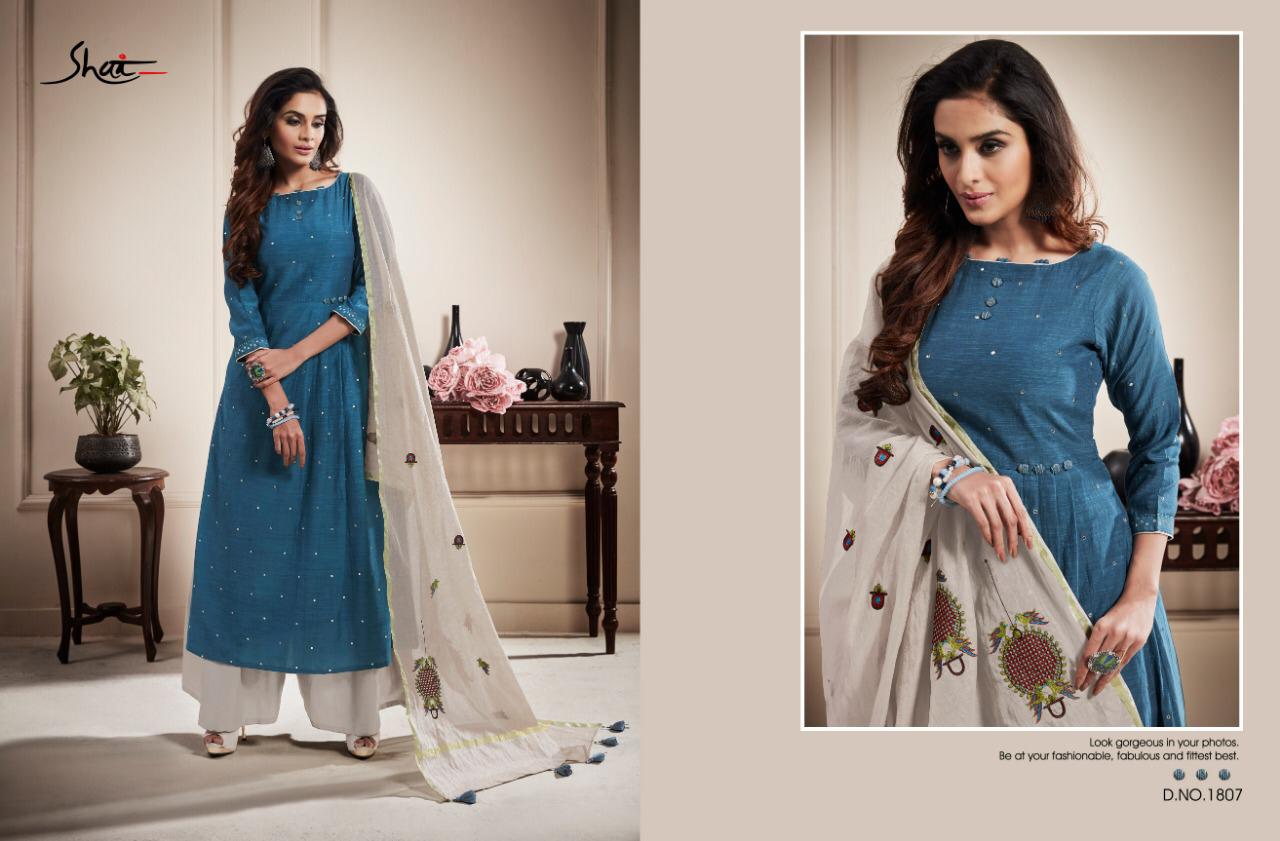 Raaga By Shai 1801 To 1809 Series Beautiful Suits Collection Colorful Stylish Fancy Casual Wear & Ethnic Wear Pure Bemberg Slub Embroidered Dresses At Wholesale Price