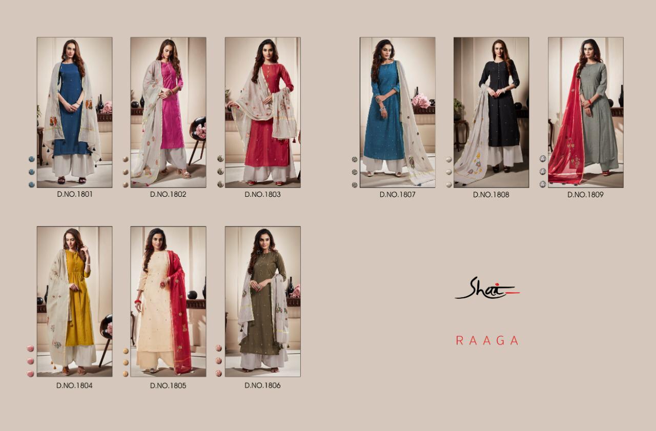 Raaga By Shai 1801 To 1809 Series Beautiful Suits Collection Colorful Stylish Fancy Casual Wear & Ethnic Wear Pure Bemberg Slub Embroidered Dresses At Wholesale Price