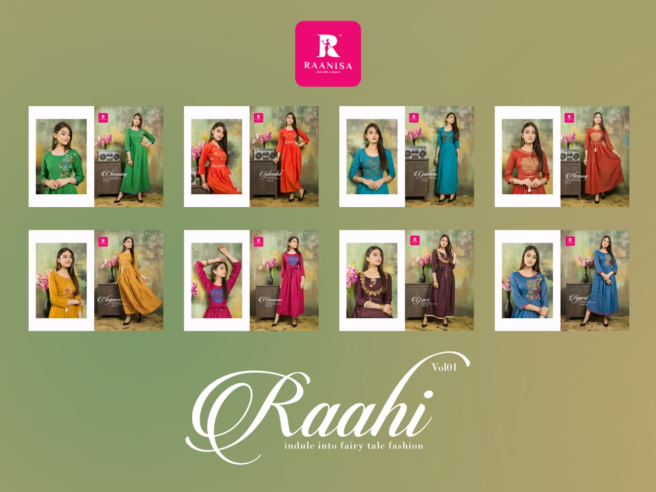 Raahi Vol-1 By Raanisa 01 To 08 Series Beautiful Stylish Fancy Colorful Casual Wear & Ethnic Wear Collection Heavy Two Tone Rayon Embroidery At Wholesale Price
