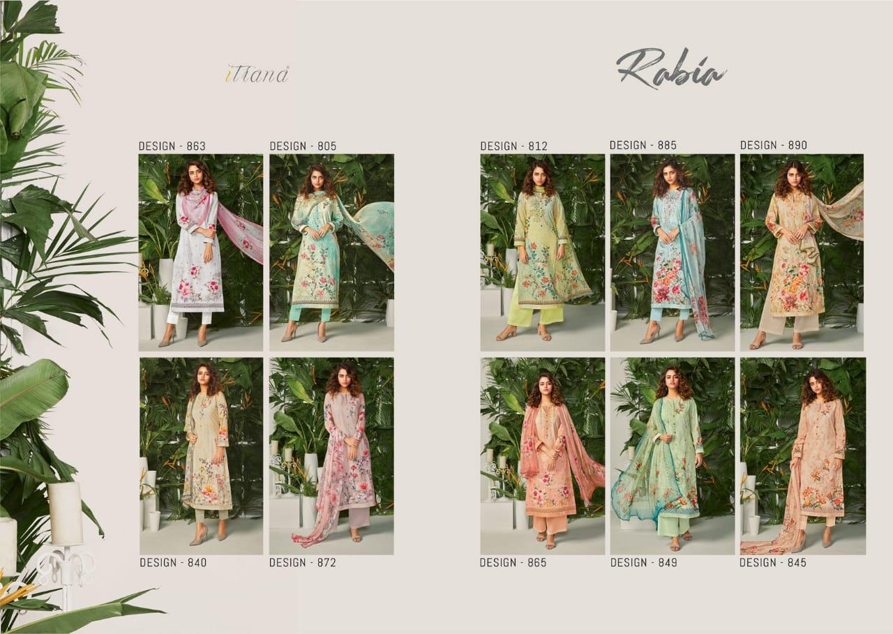 Rabia By Itrana Beautiful Suits Colorful Stylish Fancy Colorful Casual Wear & Ethnic Wear Cambric Embroidery Front Digital Print With Cambric Back Sleeve Digital Printed Dresses At Wholesale Price