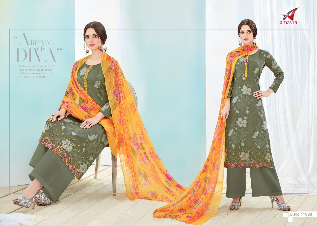 Rabiya By Amayra 11017 To 11024 Series Beautiful Stylish Fancy Colorful Causl Wear & Ethnic Wear Cotton Satin With Embroidered Dresses At Wholesale Price