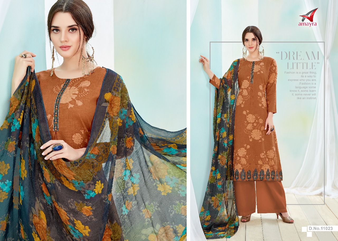 Rabiya By Amayra 11017 To 11024 Series Beautiful Stylish Fancy Colorful Causl Wear & Ethnic Wear Cotton Satin With Embroidered Dresses At Wholesale Price