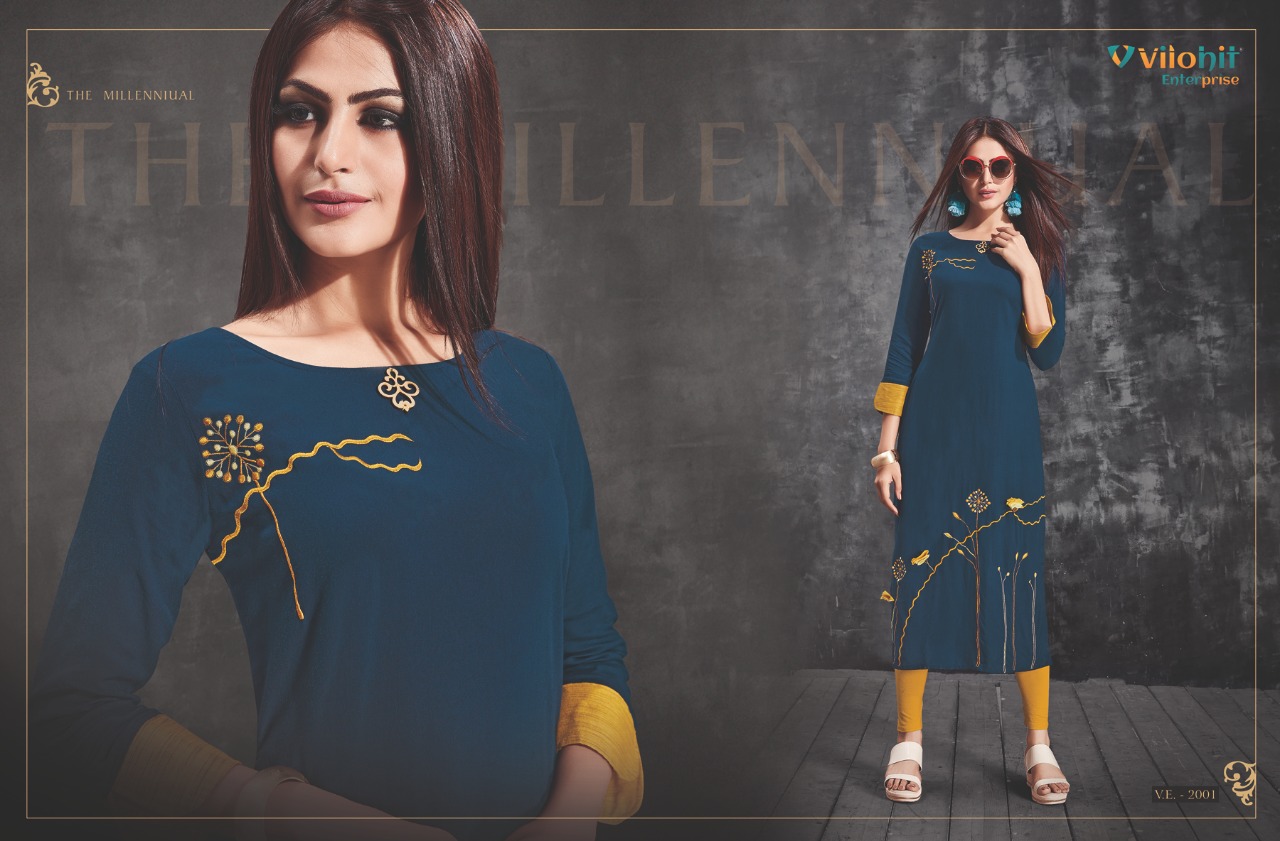 Radha Vol-2 By Vilohit Enterprise 2001 To 2007 Series Beautiful Stylish Fancy Colorful Casual Wear & Ethnic Wear & Ready To Wear Heavy Rayon Kurtis At Wholesale Price