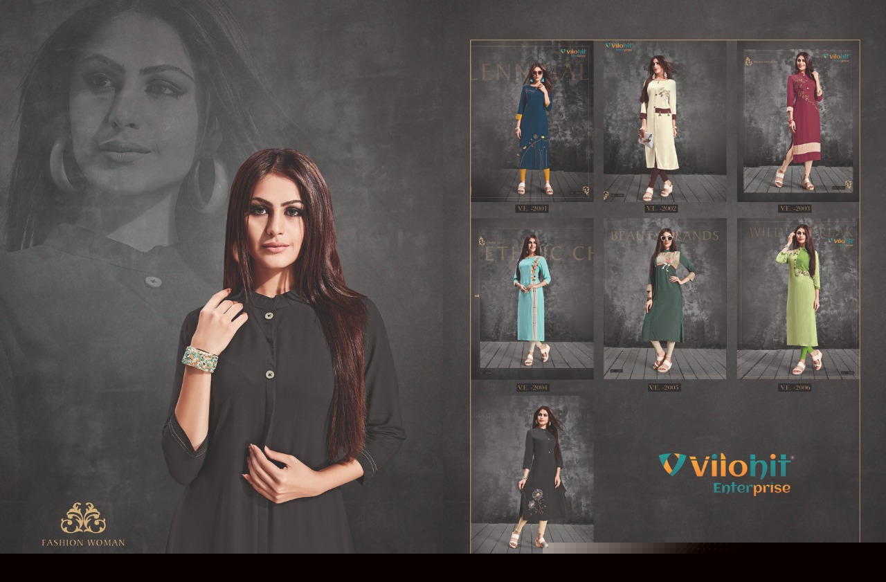 Radha Vol-2 By Vilohit Enterprise 2001 To 2007 Series Beautiful Stylish Fancy Colorful Casual Wear & Ethnic Wear & Ready To Wear Heavy Rayon Kurtis At Wholesale Price