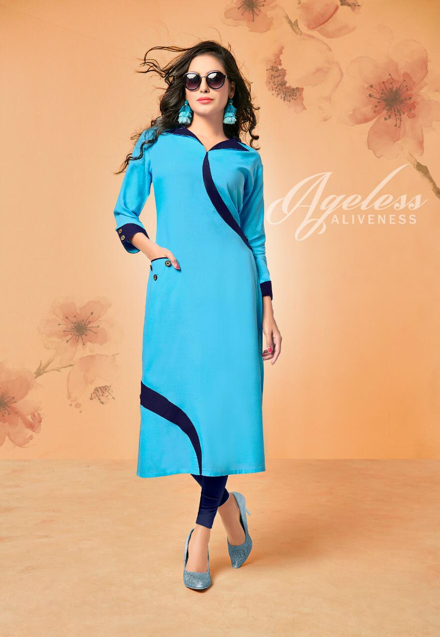 Radha Vol-4 By Vilohit Enterprise 4001 To 4007 Series Beautiful Stylish Colorful Fancy Party Wear & Ethnic Wear & Ready To Wear Heavy Rayon Embroidered Kurtis At Wholesale Price