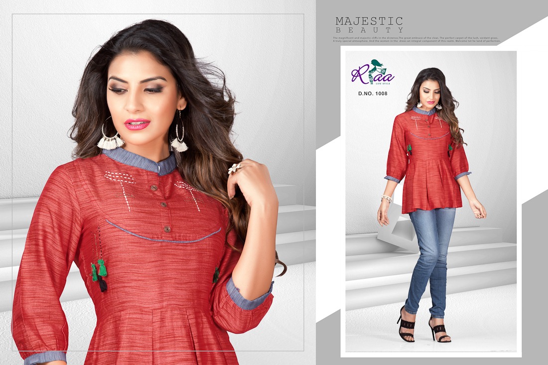 Radha By Riaa Lifestyle 1001 To 1008 Series Beautiful Colorful Stylish Fancy Casual Wear & Ethnic Wear & Ready To Wear Khadi Rayon Embroidered Kurtis At Wholesale Price