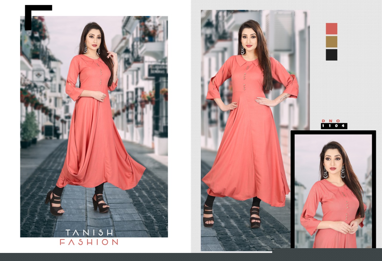 Radhika Vol-2 By Tanish Fashion 1104 To 1109 Series Beautiful Colorful Stylish Fancy Casual Wear & Ethnic Wear & Ready To Wear Rayon Two Tone Kurtis At Wholesale Price